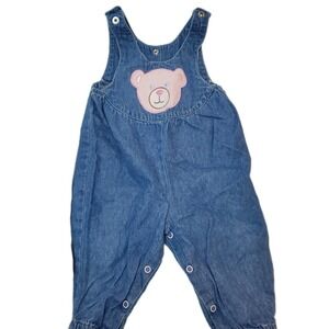 VTG CLASS CLUB BABY VINTAGE Denim Overalls Jumper 12 Mo Bear